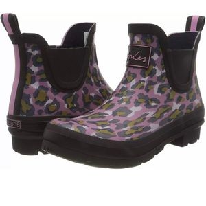 JOULES Wellibob Pink Leopard Short Rubber Rain Boots Women’s NIB
